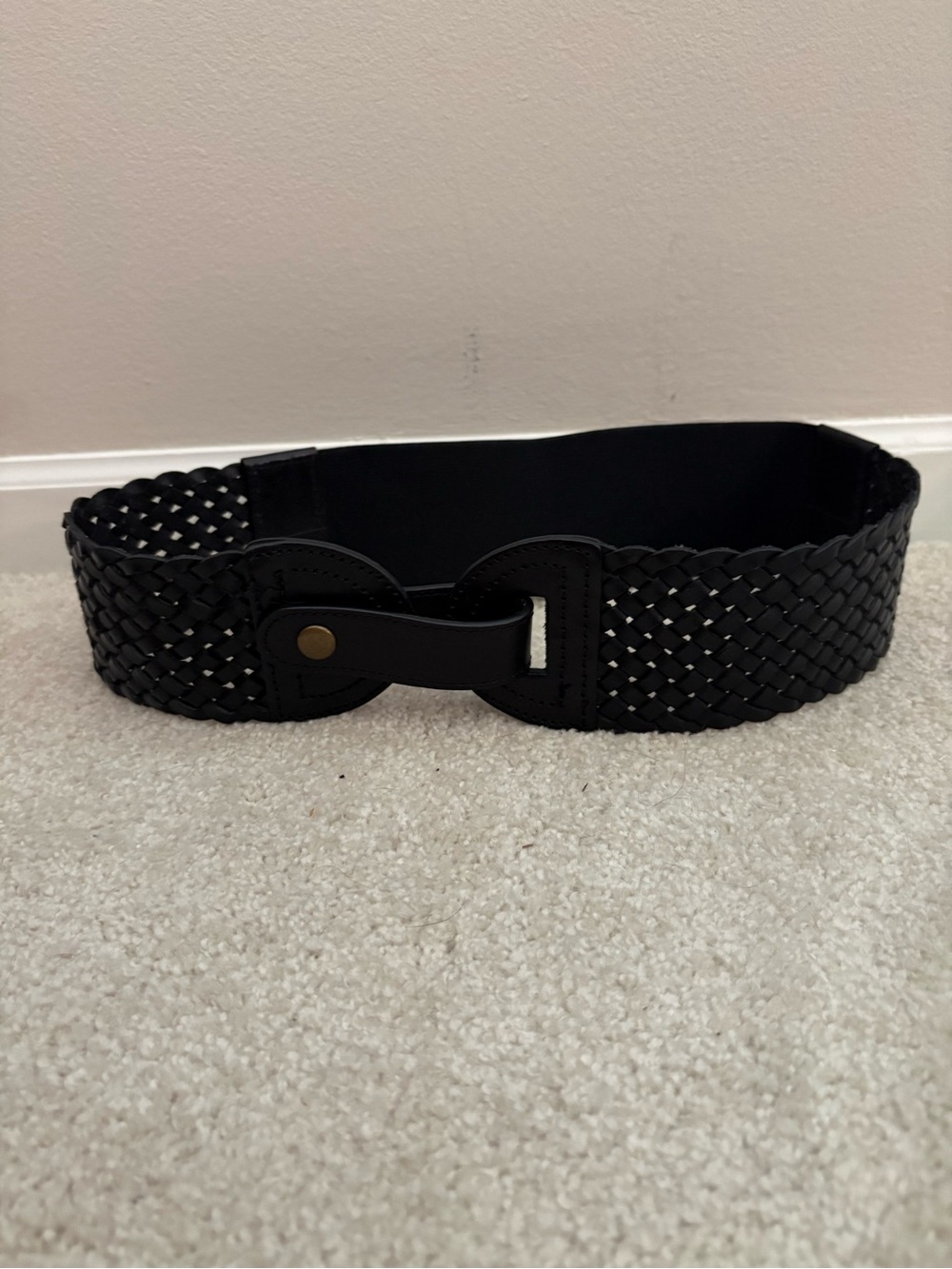 Wide Black Woven Stretch Belt